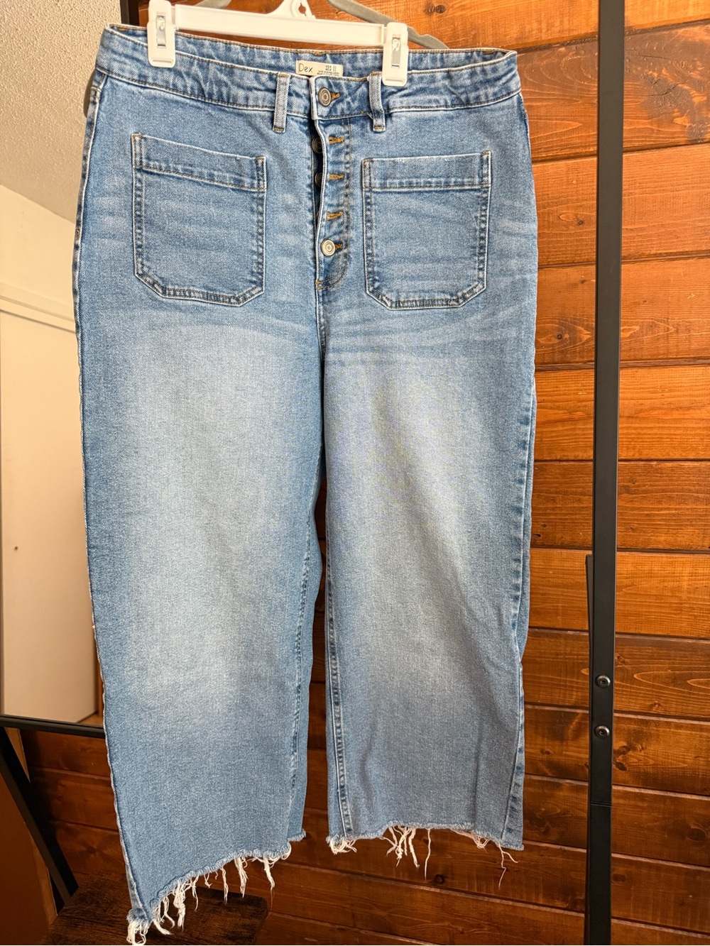 Dex Light Wash Cropped Button-Fly Jeans